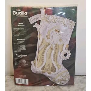 New Plaid Bucilla White Christmas 18" Felt Stocking Kit 85318 Holiday Decor